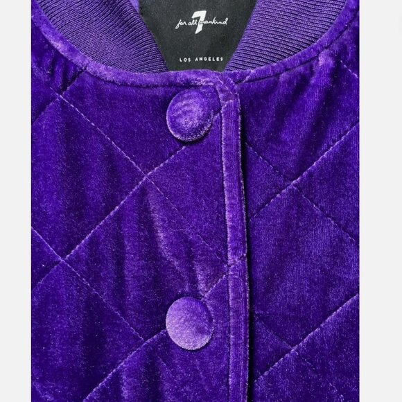 7 For All Mankind Quilted Velvet Bomber Jacket Size S - Picture 4 of 10